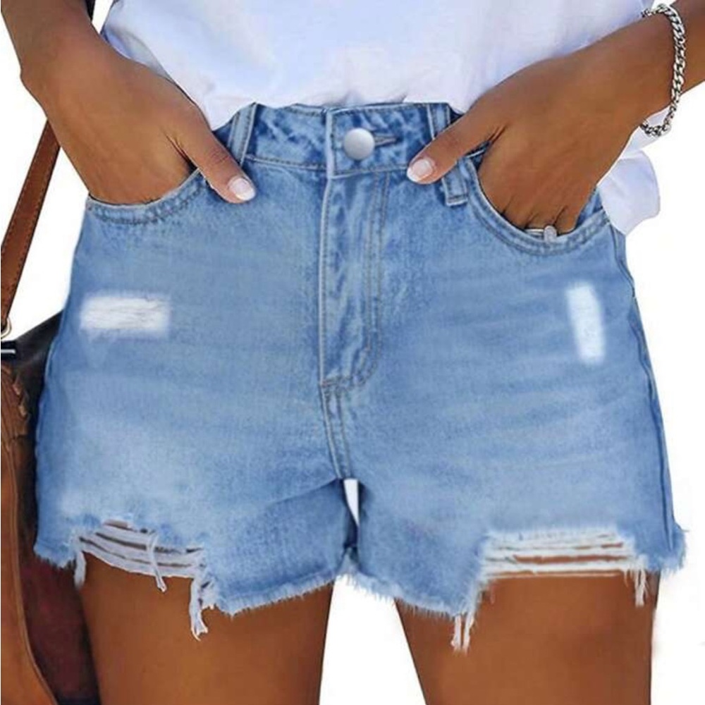 Woman’s distressed denim shorts